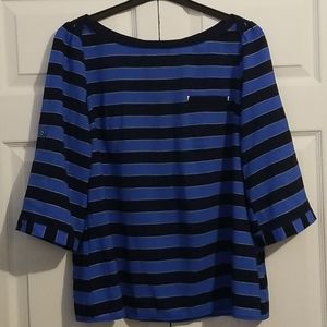 NY&C Two-toned blue and silver stripped blouse
